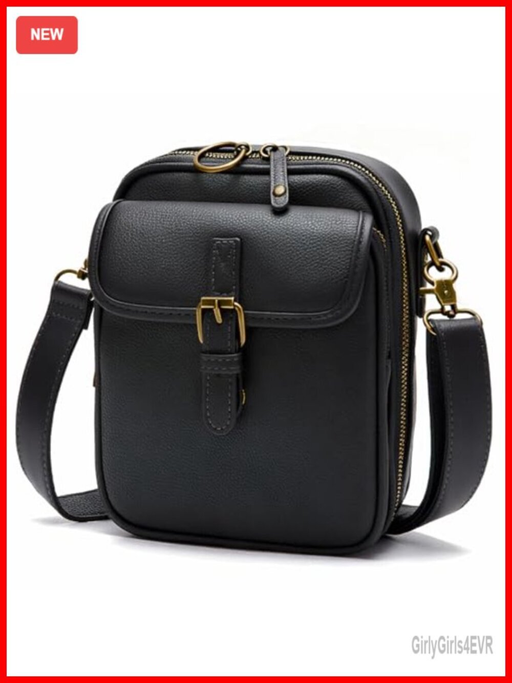 Vegan Leather Small Crossbody Messenger Bag with Card Slots